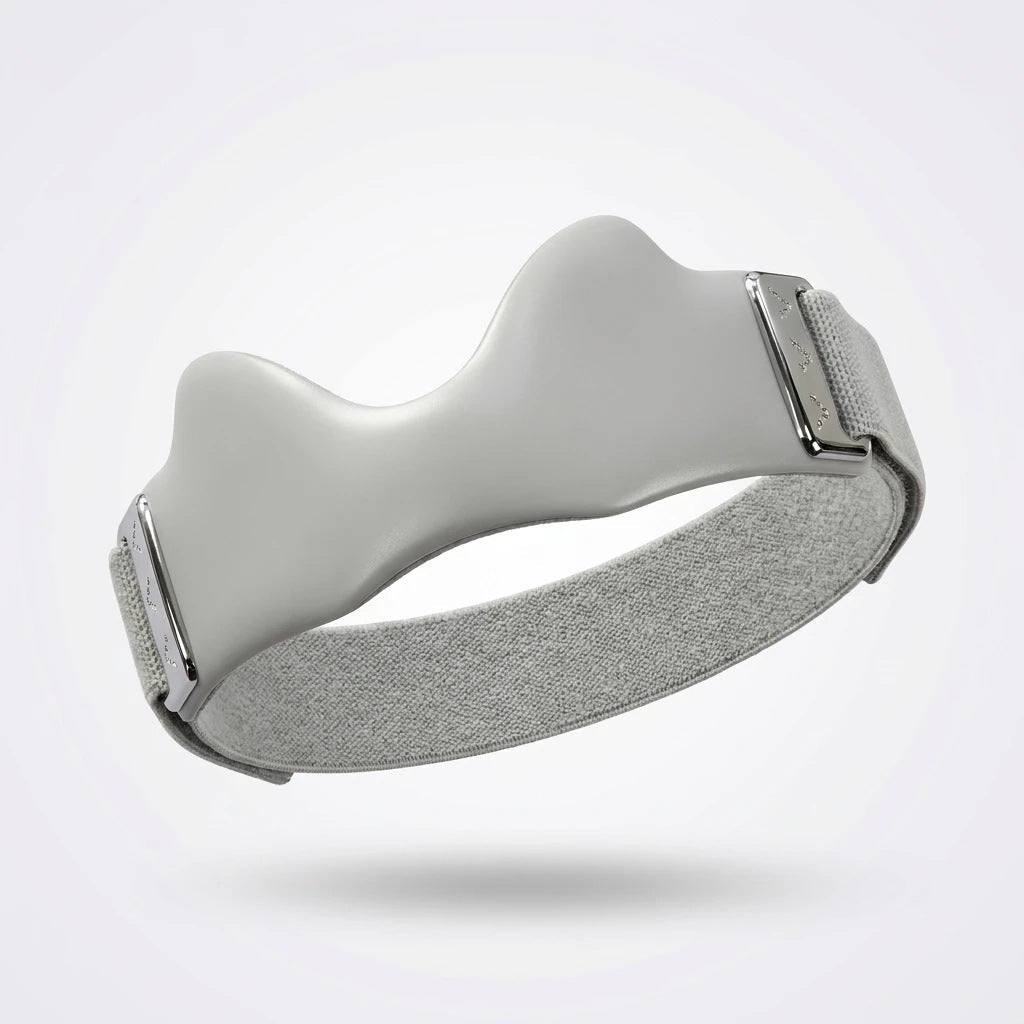 Sangle de genou coloris gris, coque rigide et bande élastique grise, boucles métal
